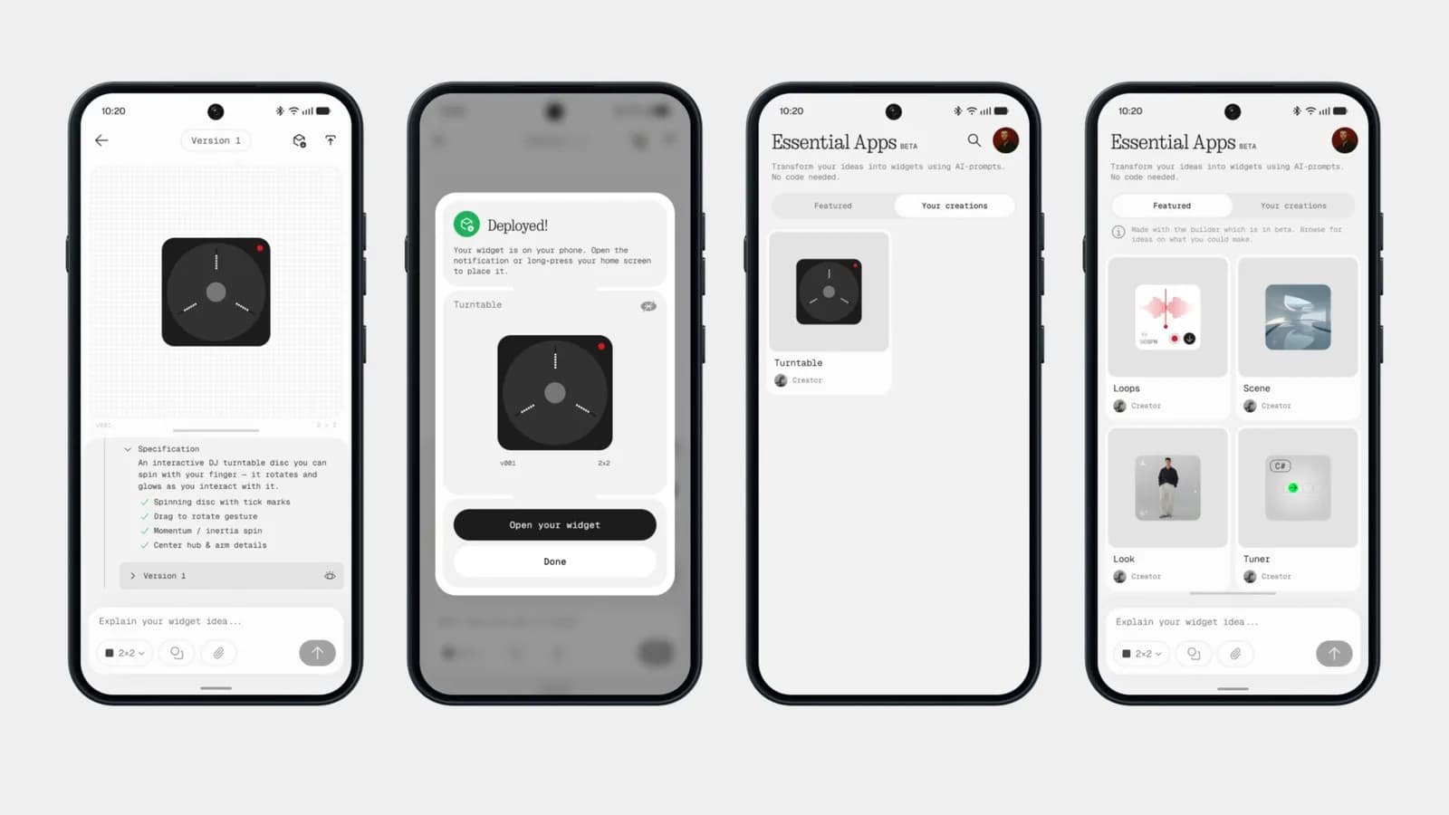 Nothing Essential Apps 搬到手機：一句 prompt 砌 widget，完整 app 平台仲有段距離