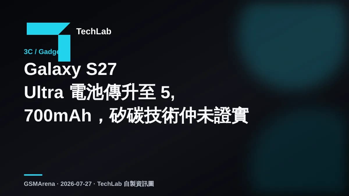 Galaxy S27 Ultra 電池傳升至 5,700mAh，矽碳技術仲未證實