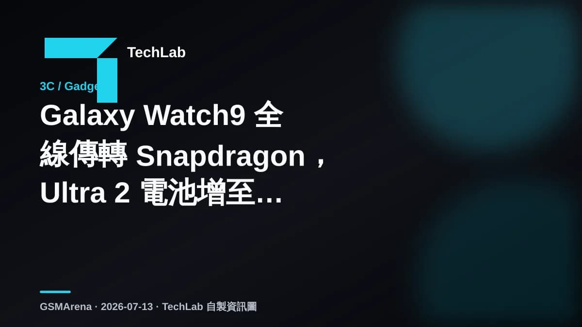 Galaxy Watch9 全線傳轉 Snapdragon，Ultra 2 電池增至 800mAh