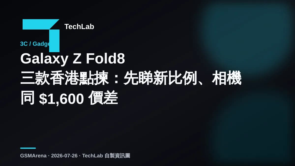 Galaxy Z Fold8 三款香港點揀：先睇新比例、相機同 $1,600 價差