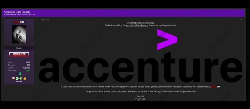 Accenture 確認資安事件：35GB 源碼同雲端憑證說法仍待核實