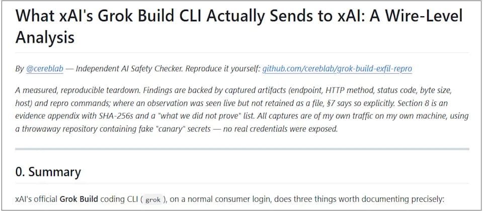 Grok Build 未清楚提示就上傳完整 Git 紀錄，受影響 credential 要即刻換