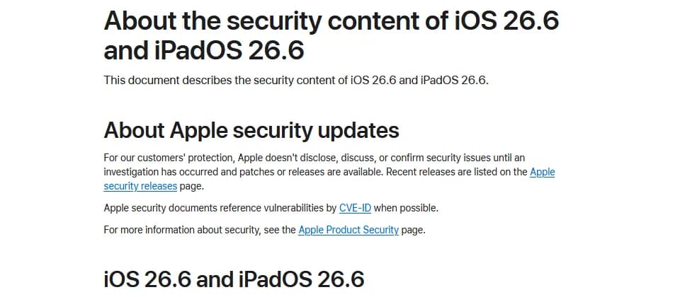 iOS 26.6 修補網頁、圖片可觸發嘅高危漏洞，iPhone 11 起應盡快更新