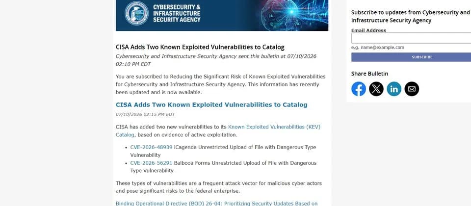Joomla 兩款外掛上 CISA KEV：公司網站表單同活動頁要即刻查