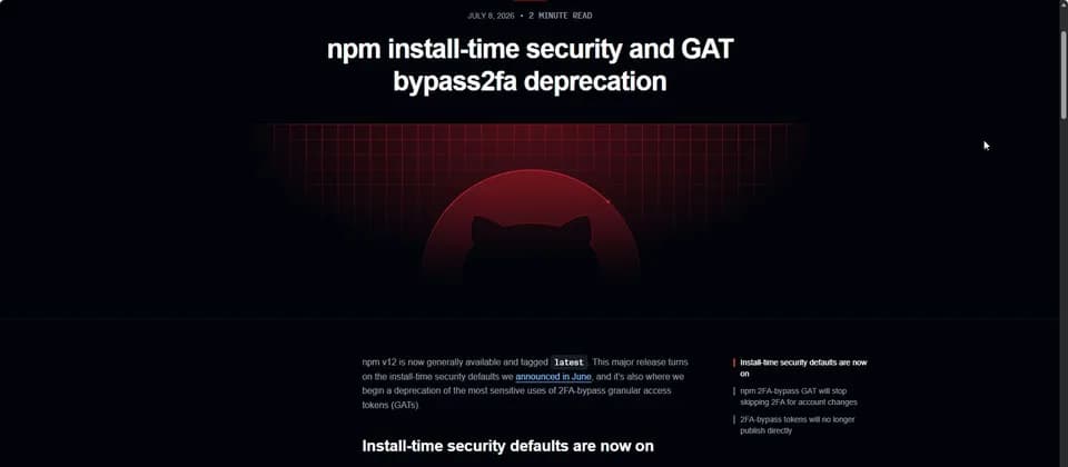 npm 12 預設停跑依賴套件安裝 scripts：CI 同 node-gyp 升級前點查