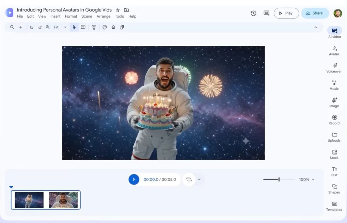 Google Vids 加入個人 AI 分身：邊類帳戶用得、每月可以整幾多段？