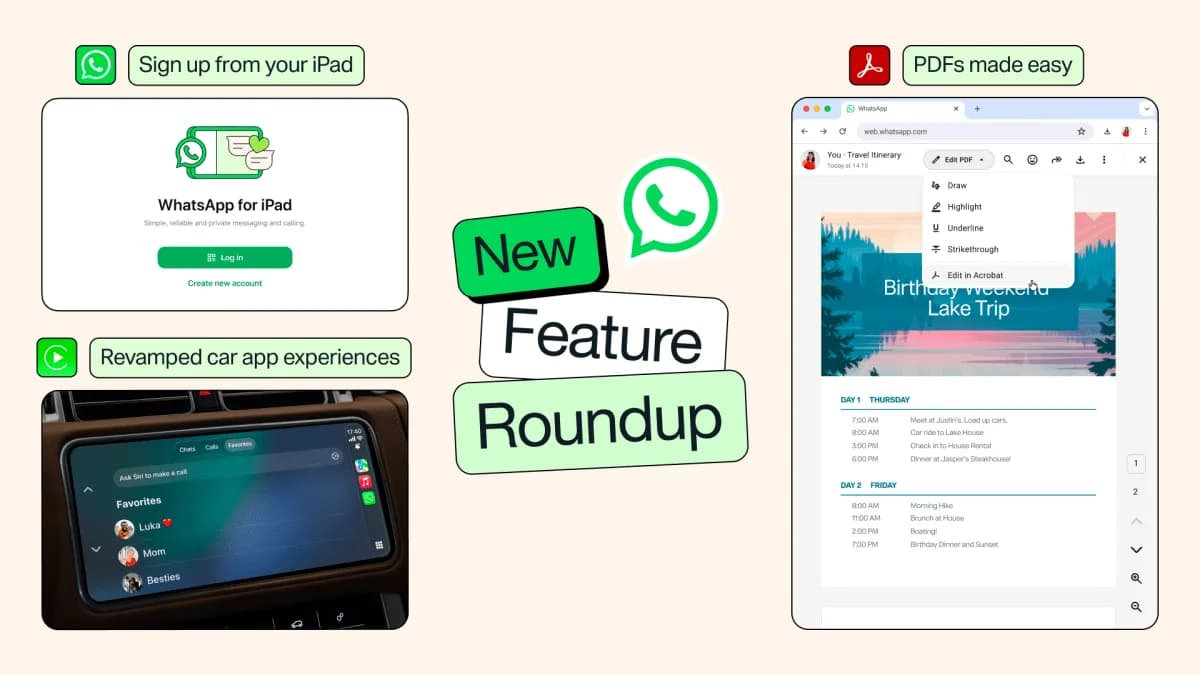 WhatsApp 補齊 CarPlay、iPad 同 PDF 功能，跨裝置終於似返一套工具