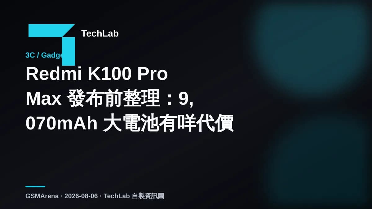 Redmi K100 Pro Max 發布前整理：9,070mAh 大電池有咩代價