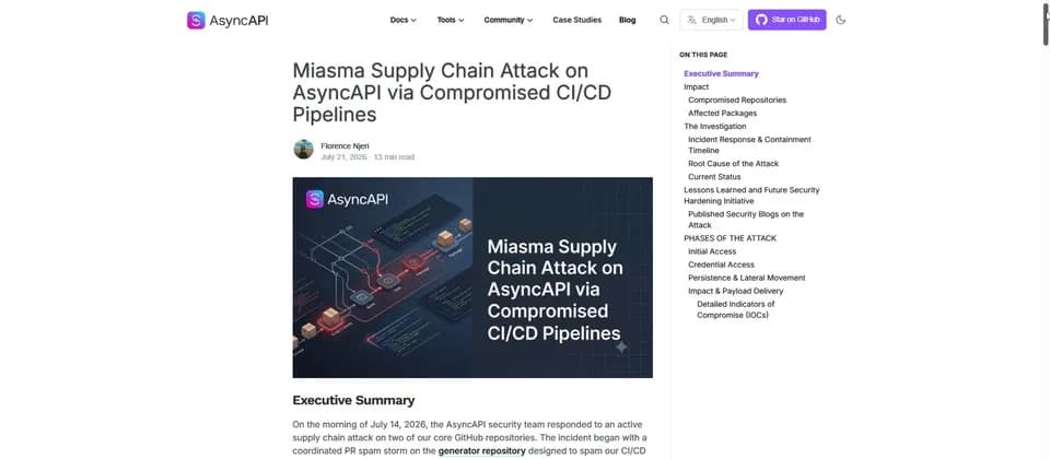 AsyncAPI 可信 provenance 照出毒包：GitHub Actions 個窿點樣放行