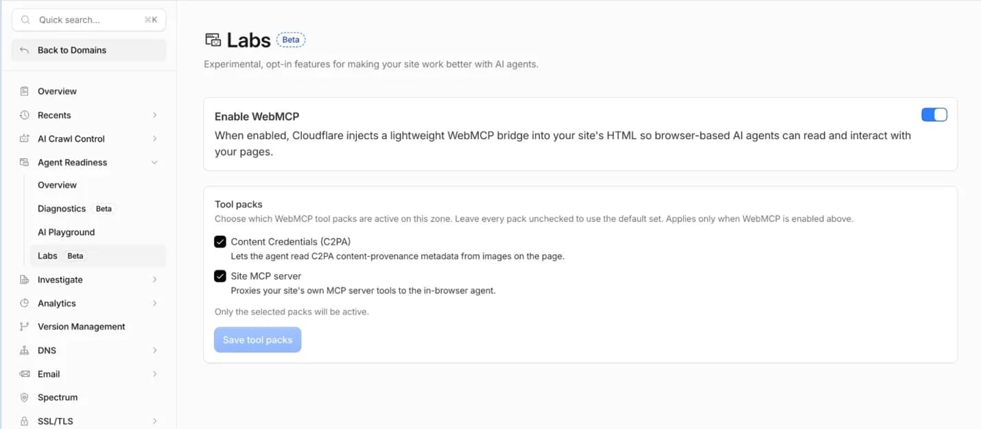 Cloudflare 一鍵替網站加 WebMCP：免改前端有條件，AI agent 可做幾多？