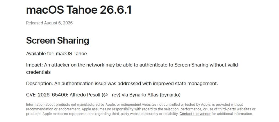 macOS Screen Sharing 爆免密碼漏洞：三個版本即刻更新，未升級先關分享