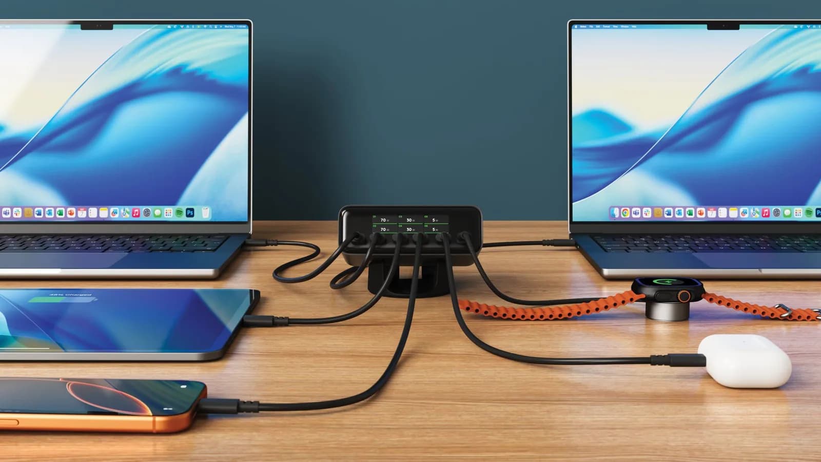 Satechi ChargeView 240W 六口桌面充電：插滿先睇清分電