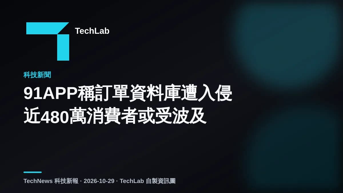 91APP稱訂單資料庫遭入侵　近480萬消費者或受波及