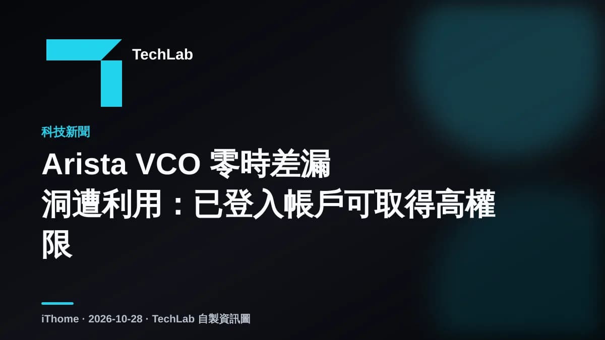 Arista VCO 零時差漏洞遭利用：已登入帳戶可取得高權限