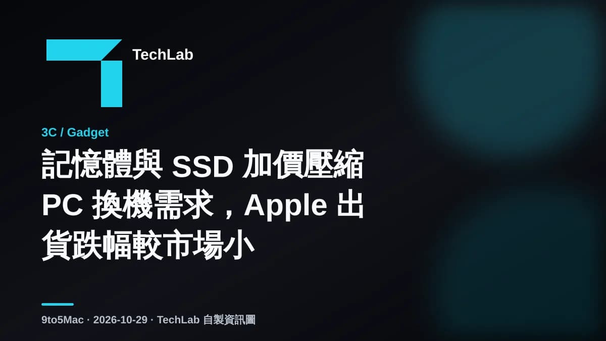 記憶體與 SSD 加價壓縮 PC 換機需求，Apple 出貨跌幅較市場小