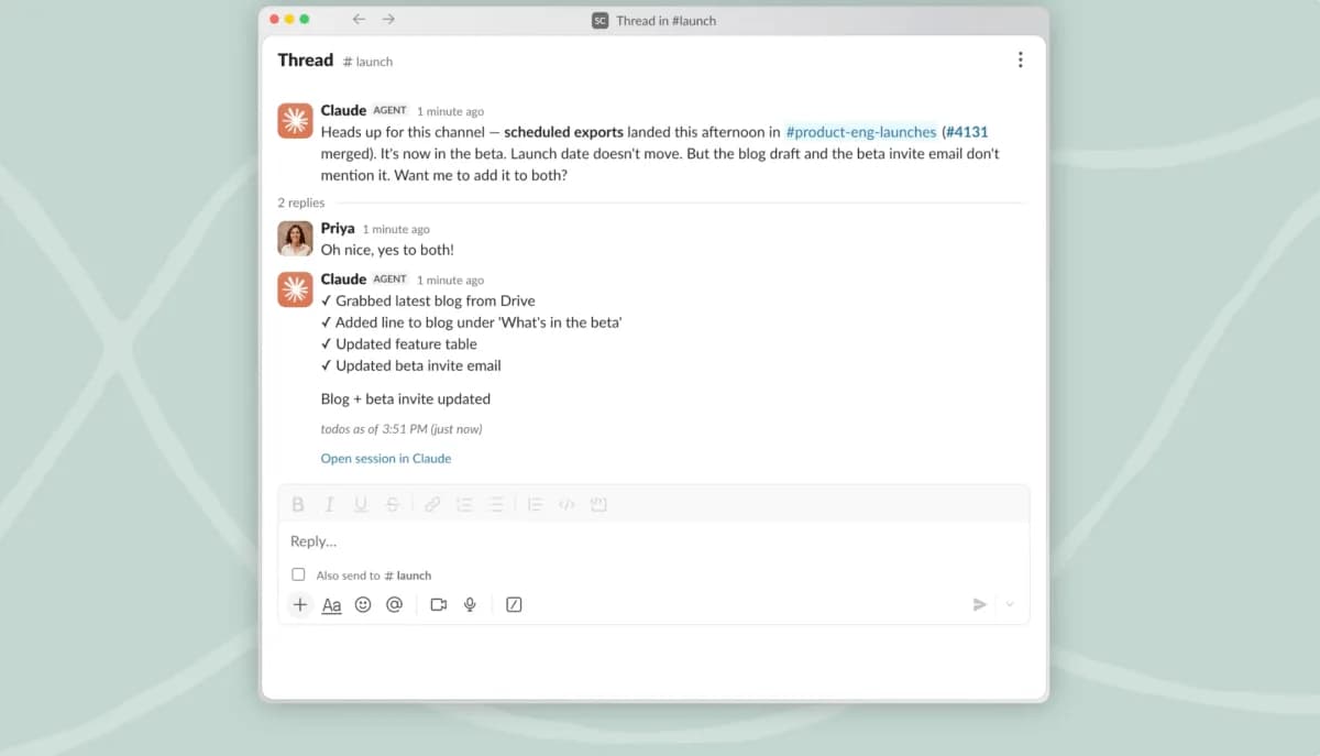Claude 入 Slack 做常駐同事,方便同公司資料風險要一齊睇