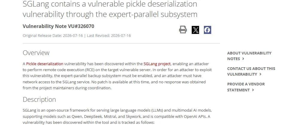 SGLang 高危漏洞未有修補:自架 LLM 團隊即刻要查呢幾項
