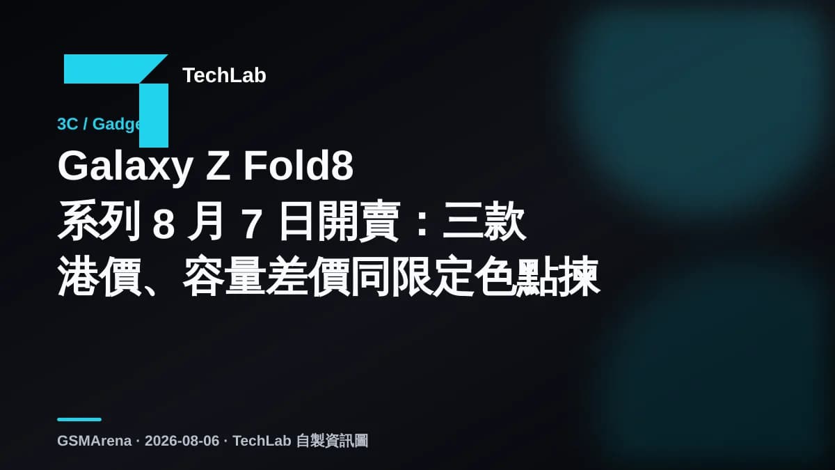 Galaxy Z Fold8 系列 8 月 7 日開賣:三款港價、容量差價同限定色點揀