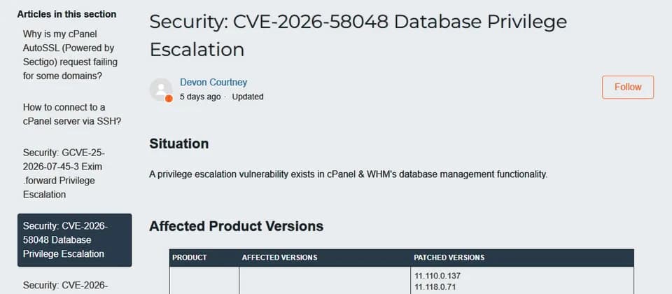 cPanel 重大漏洞可拖累共用主機 網站東主點確認供應商已修補