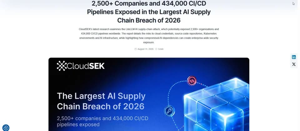 LiteLLM 3月供應鏈攻擊新推算:兩個毒版本點查、API key 點換