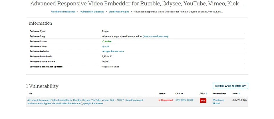 WordPress 外掛 ARVE 10.8.7 藏後門:網站管理員而家要做嘅檢查