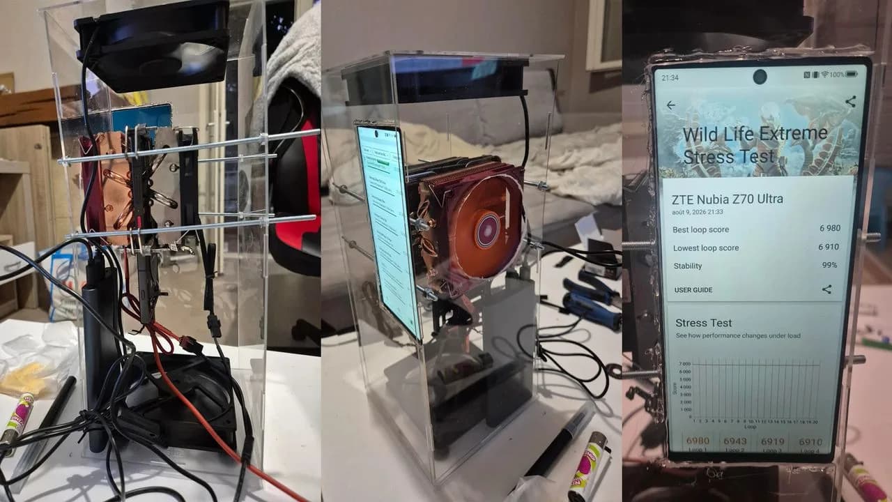 Z70 Ultra 夾兩個桌面散熱器:改裝實驗揭開手機持續效能限制