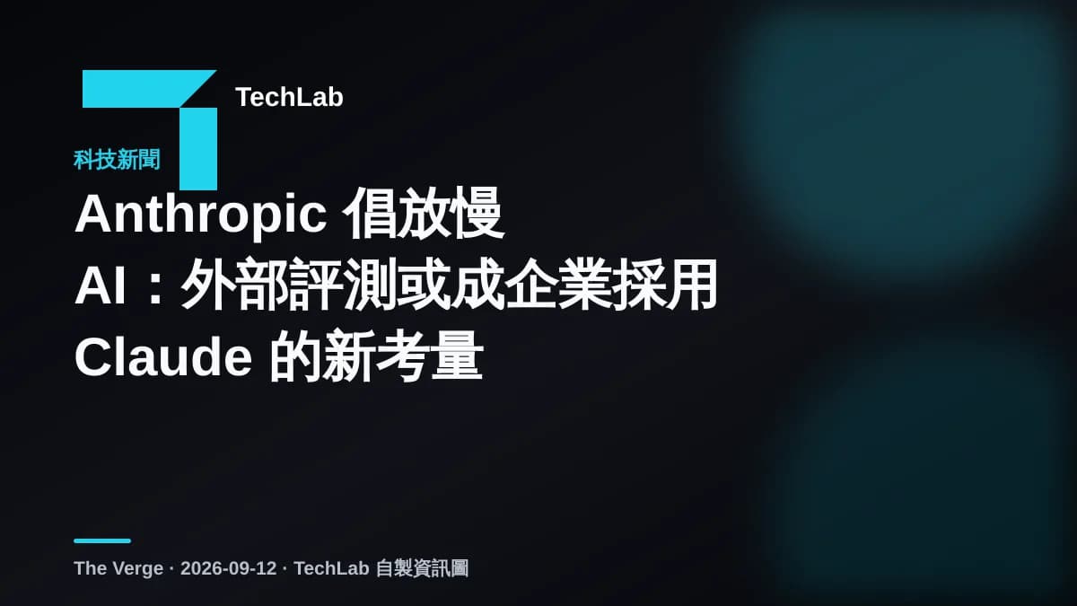 Anthropic 倡放慢 AI:外部評測或成企業採用 Claude 的新考量