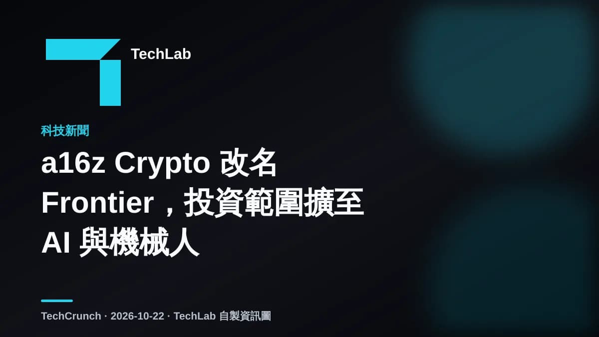 a16z Crypto 改名 Frontier,投資範圍擴至 AI 與機械人