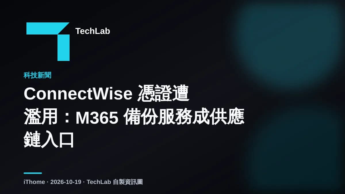 ConnectWise 憑證遭濫用:M365 備份服務成供應鏈入口