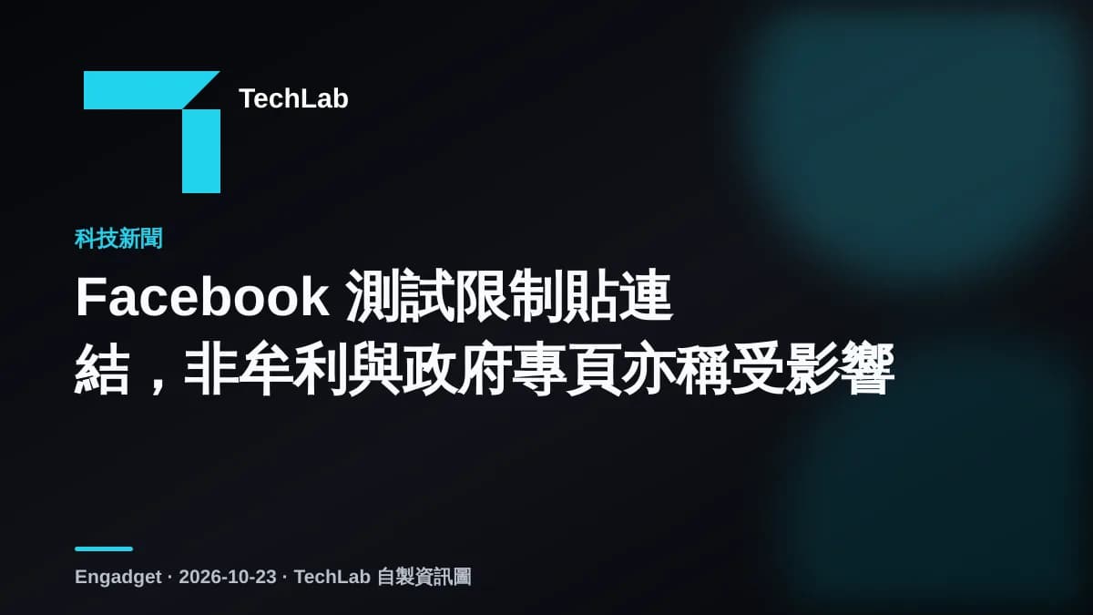 Facebook 測試限制貼連結,非牟利與政府專頁亦稱受影響
