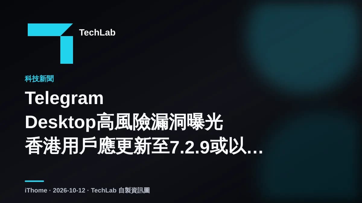 Telegram Desktop高風險漏洞曝光 香港用戶應更新至7.2.9或以上