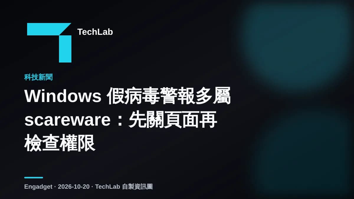 Windows 假病毒警報多屬 scareware:先關頁面再檢查權限