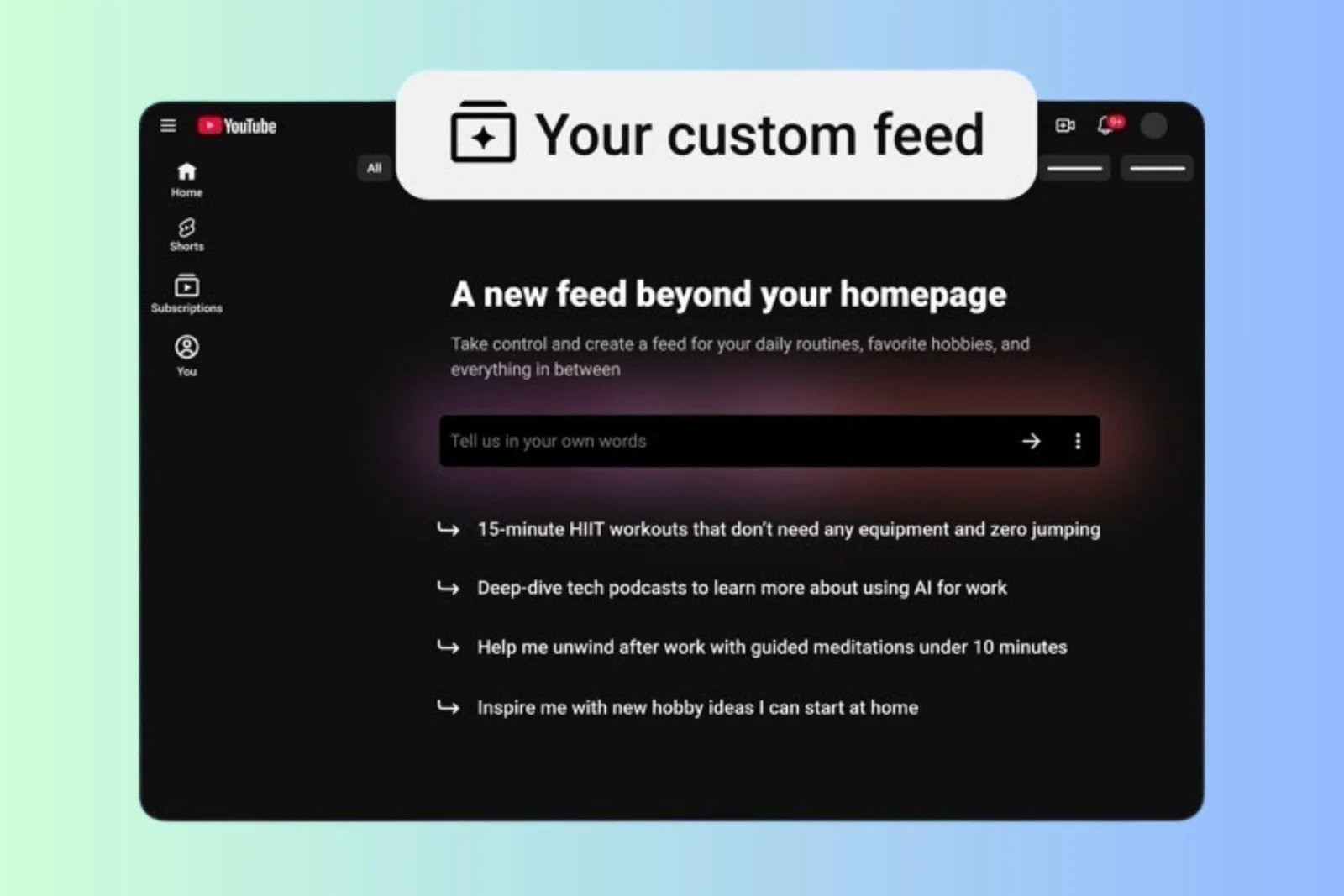 YouTube 用 AI 幫你砌專屬影片 feed：prompt 正改寫推薦邏輯