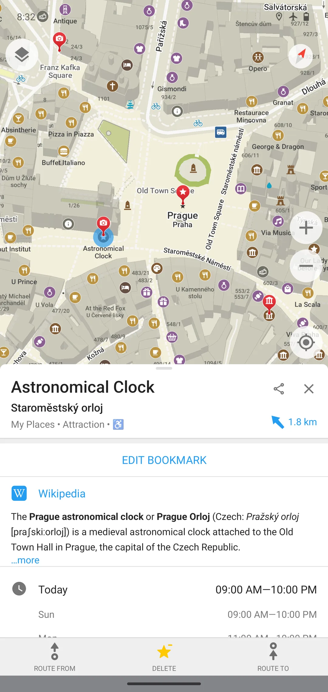 Organic Maps 離線地圖 app 顯示城市地圖同路線資料