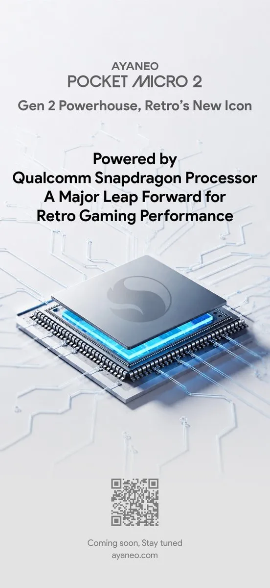 AYANEO Pocket MICRO 2 官方 Snapdragon 處理器預告圖