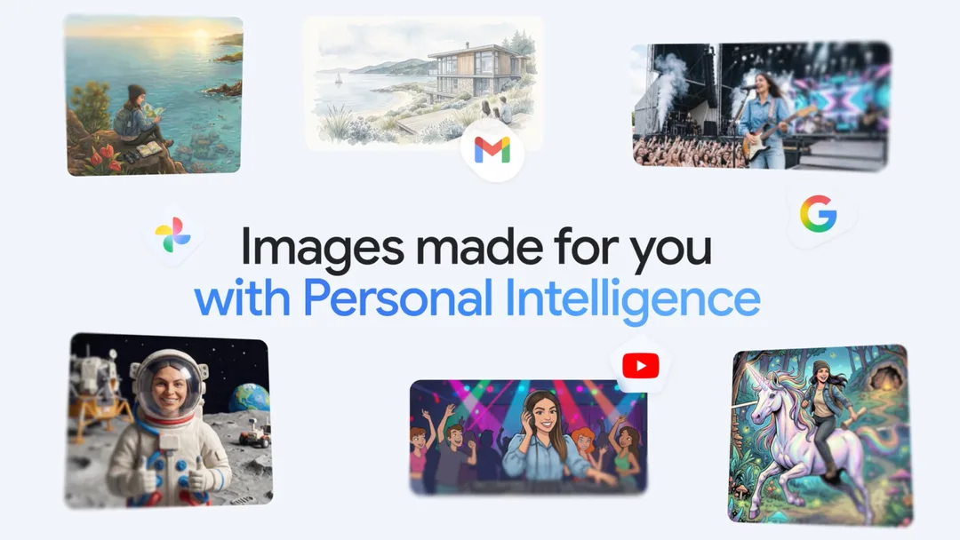 Gemini app 入面示範用個人化資料整 AI 圖像嘅官方截圖
