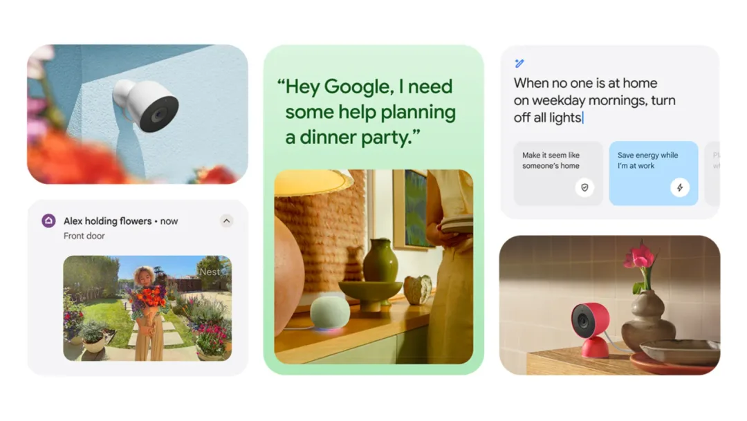Google 官方 Gemini for Home 宣傳圖，展示 Google Home 同 Gemini 智能家居介面