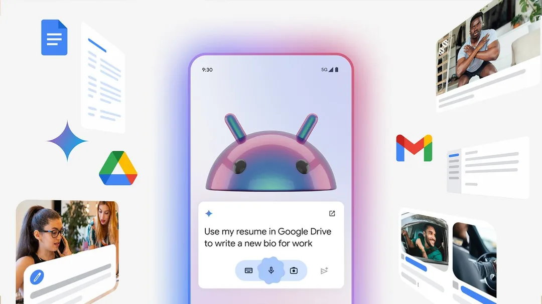 Android 手機畫面顯示 Gemini overlay 嘅官方示意圖