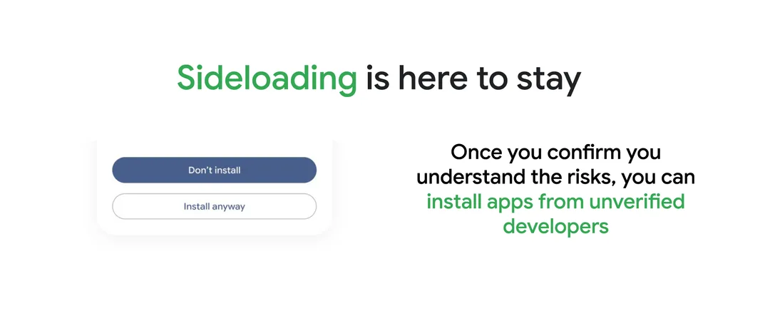 Google 官方示意未驗證 developer app 仍可經 advanced flow 安裝嘅畫面