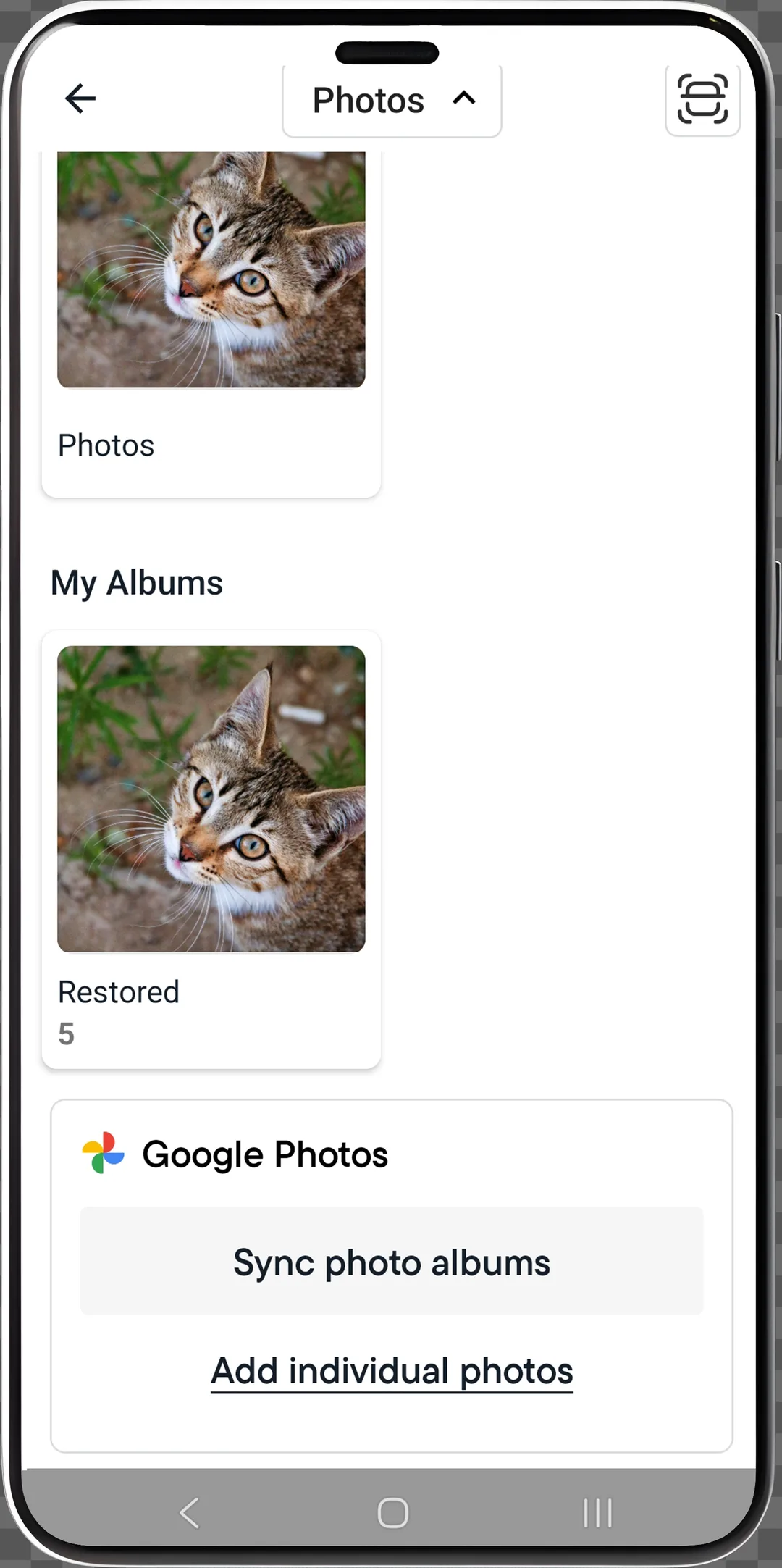 Aura app 入面 Google Photos 同步相簿嘅設定畫面