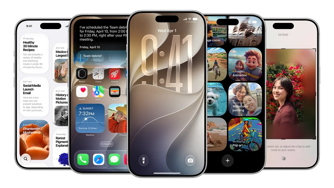 Apple Developer iOS 27 頁面嘅 iPhone 功能示意圖