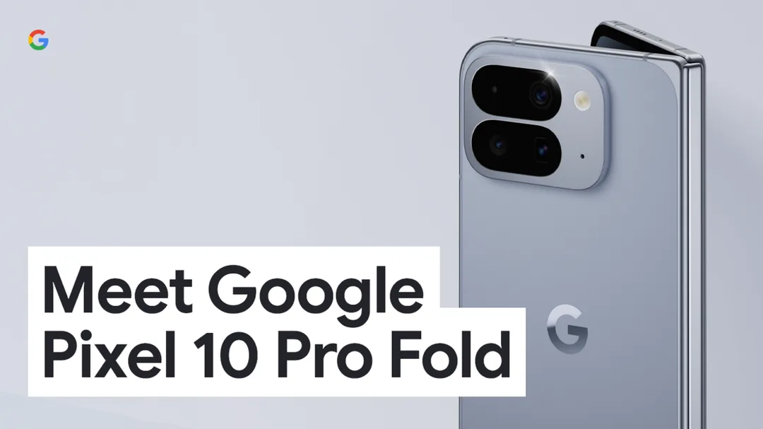 Google 官方 Pixel 10 Pro Fold 宣傳圖，見到機背同鏡頭模組