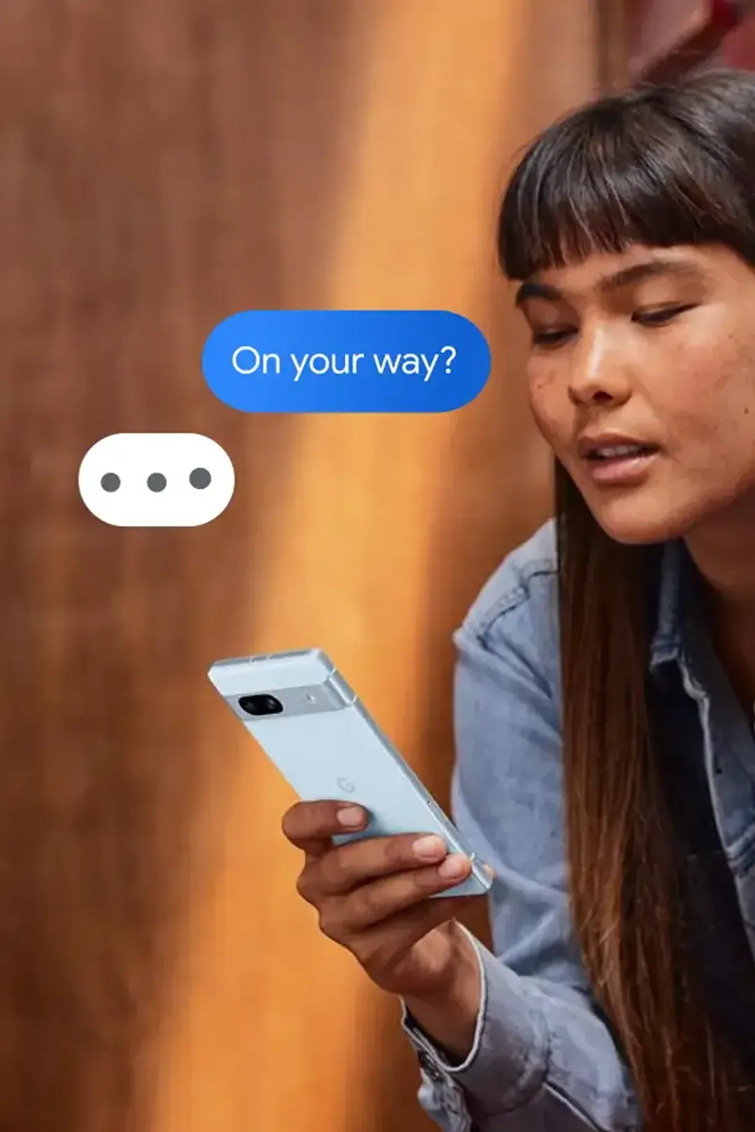 Google Messages RCS 輸入中提示示意畫面