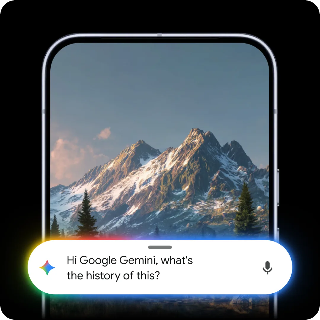 Android 官方頁展示 Gemini 可以用畫面內容做上下文