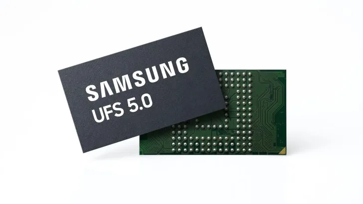 Samsung UFS 5.0 晶片斜放喺電路板封裝上