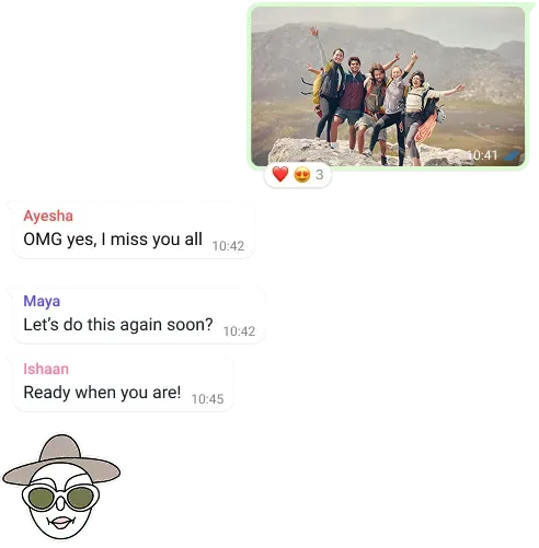 WhatsApp 官方頁面展示嘅群組對話畫面