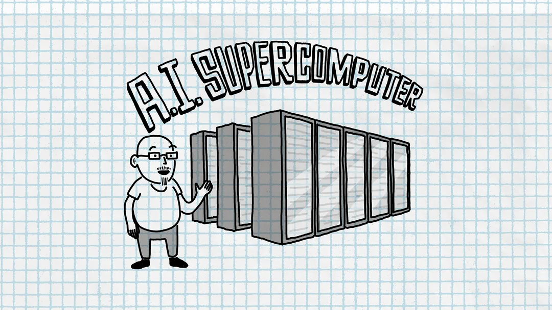 Microsoft 官方文章入面嘅 AI supercomputer 插圖,畫住一排 server 機櫃