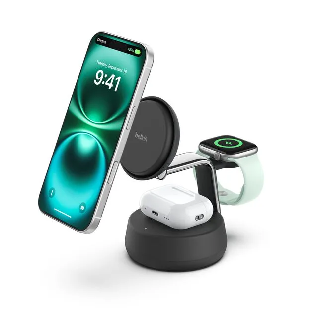 Belkin Qi2 25W 三合一磁吸充電座,手機、手錶同耳機一齊叉電