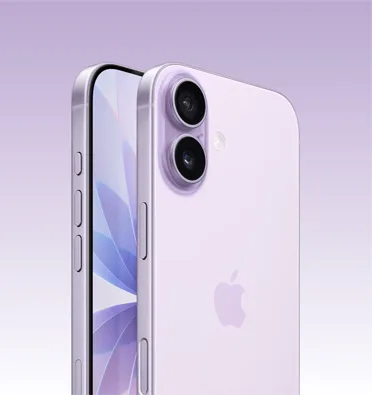 薰衣草紫色 iPhone 17,展示機身正面同背面