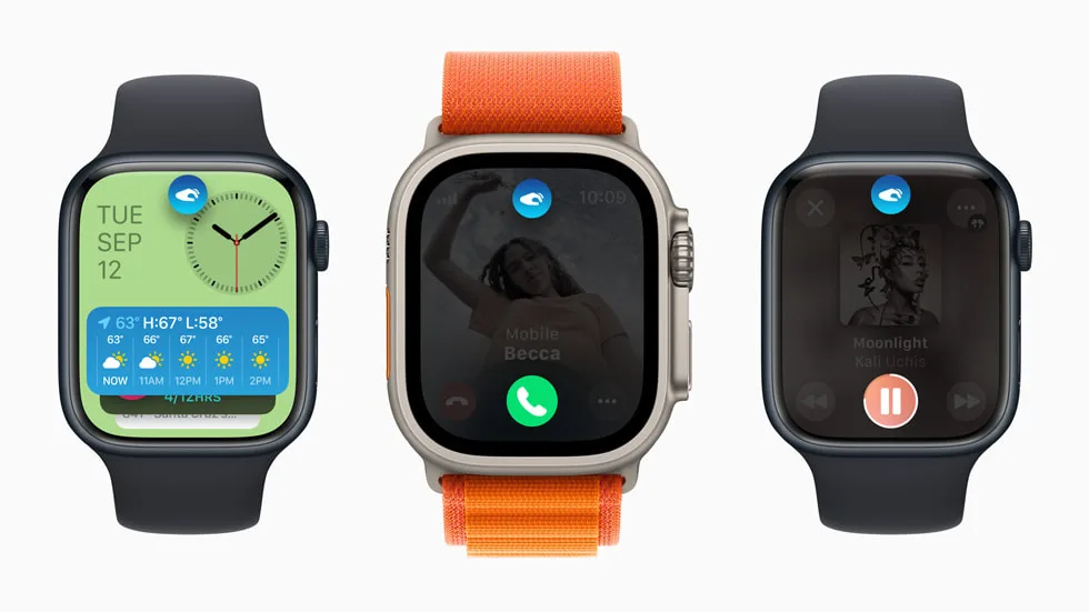 Apple Watch 系列展示 Double Tap 相關功能畫面